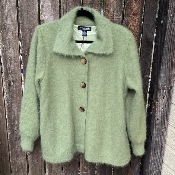 Venesha Angora Sweater Coat In Olive Green Sz M - Picture 5 of 13
